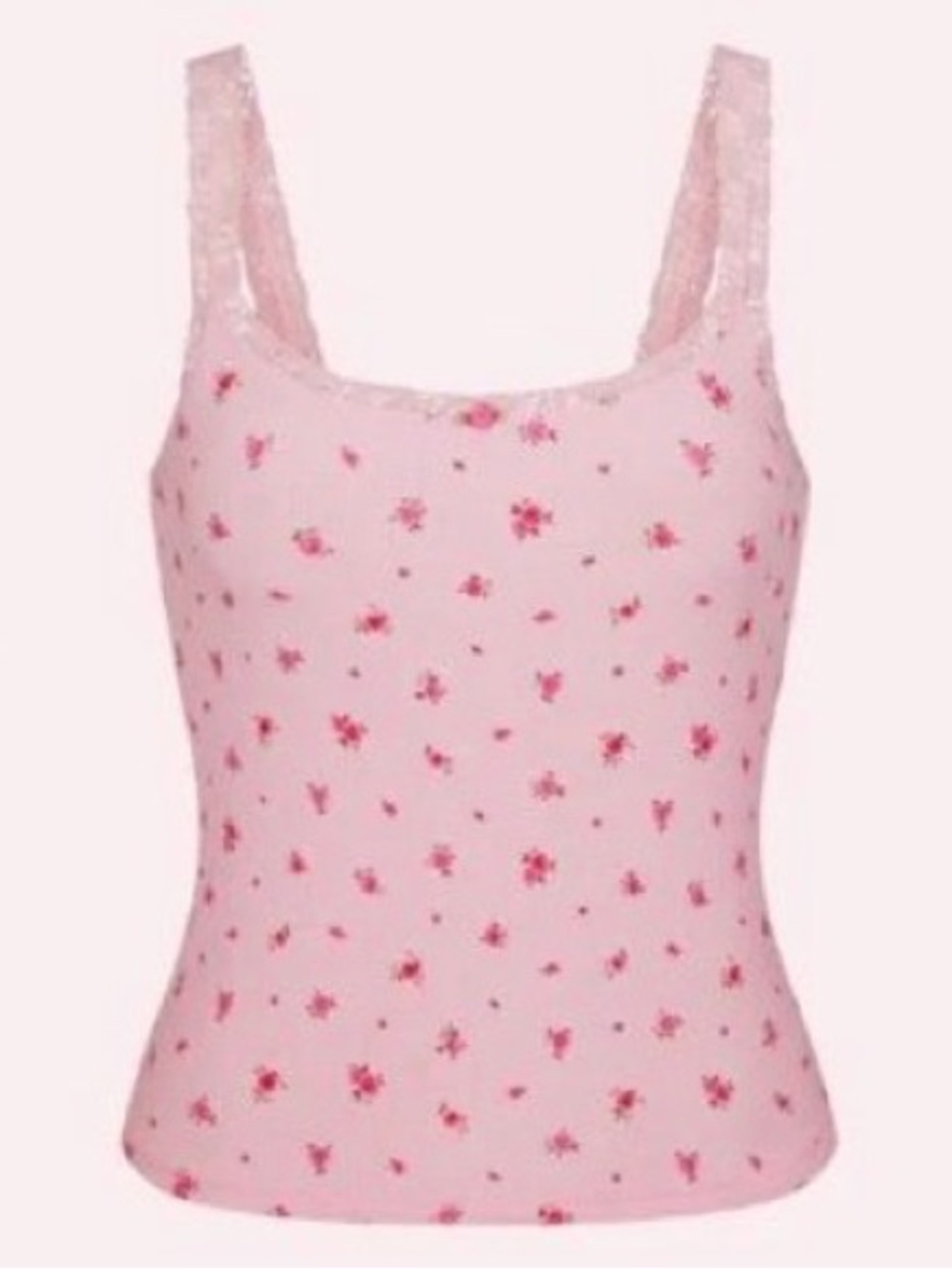🌸 SKIMS Soft Lounge Lace Crop Tank | Ditzy Rose Print | XS | NWT 🌸